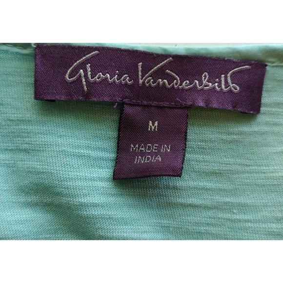 Gloria Vanderbilt Top Womens Medium Dual Sided Tab Sleeves Embroidered Hem - Picture 5 of 13